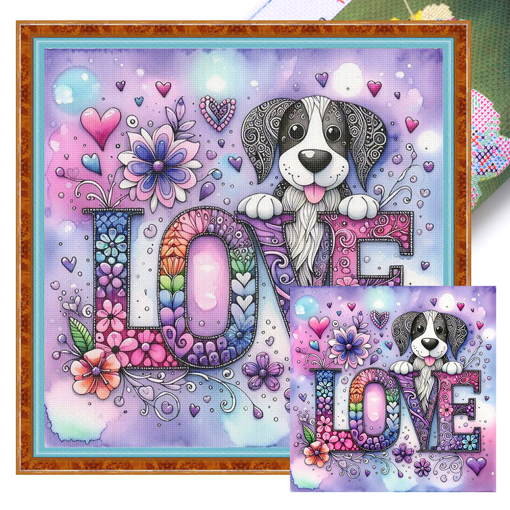 Love Dog - 11CT Stamped Cross Stitch 40*40CM