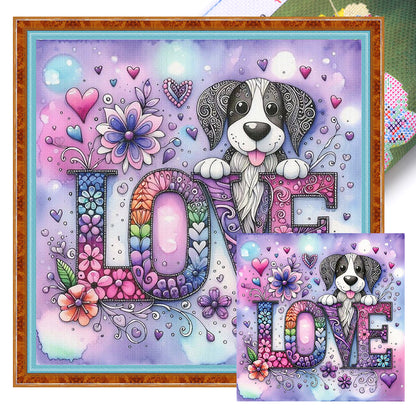 Love Dog - 11CT Stamped Cross Stitch 40*40CM