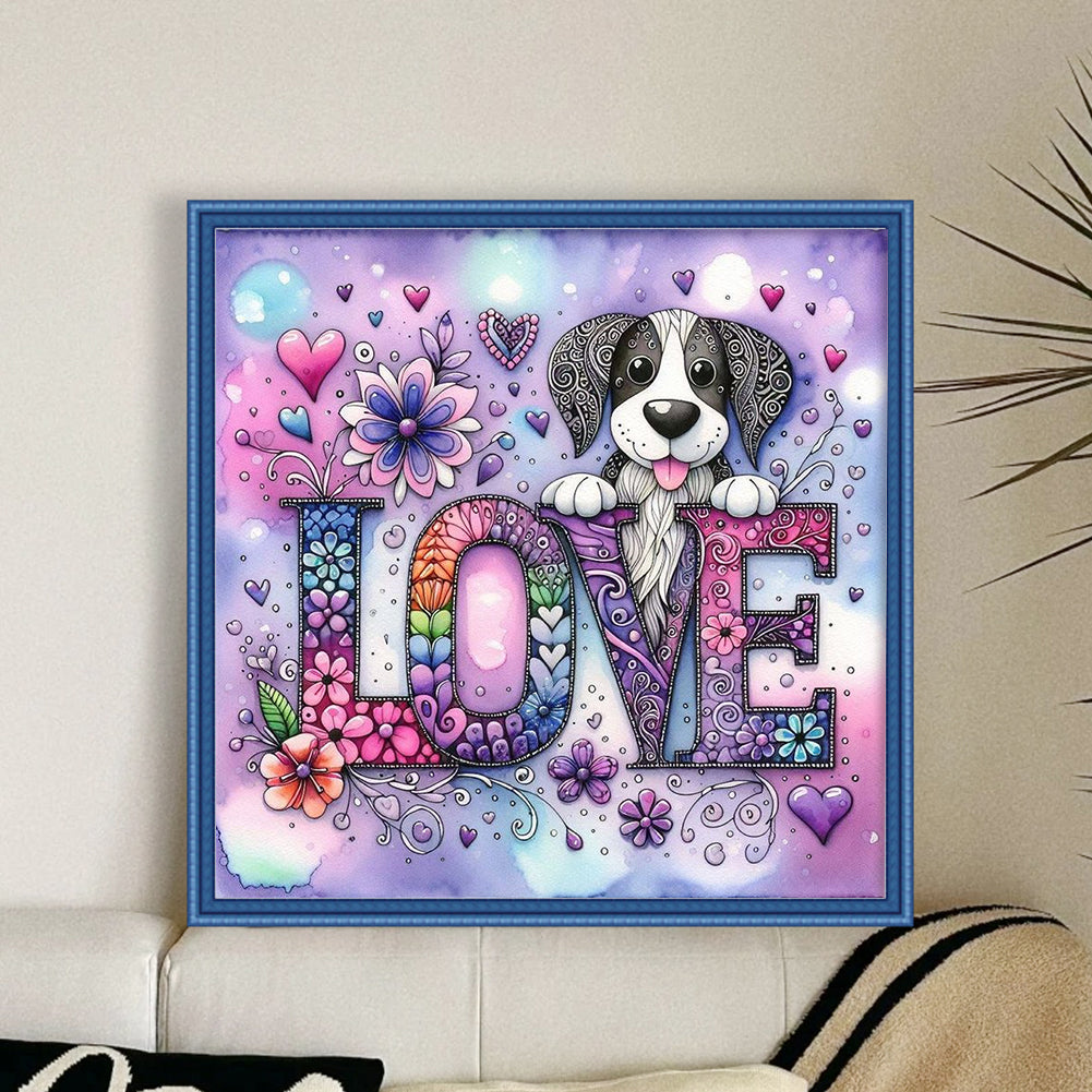 Love Dog - 11CT Stamped Cross Stitch 40*40CM