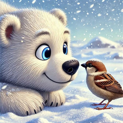 Winter Bear And Bird - 11CT Stamped Cross Stitch 40*40CM(Mona Lisa Brand)