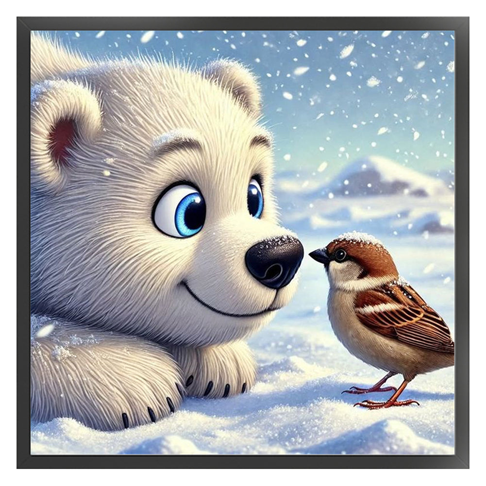 Winter Bear And Bird - 11CT Stamped Cross Stitch 40*40CM(Mona Lisa Brand)