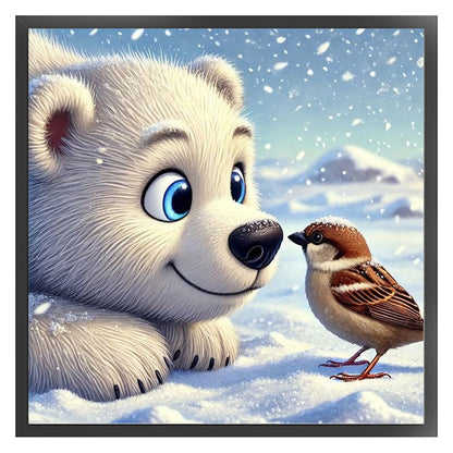 Winter Bear And Bird - 11CT Stamped Cross Stitch 40*40CM(Mona Lisa Brand)