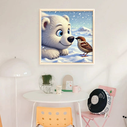 Winter Bear And Bird - 11CT Stamped Cross Stitch 40*40CM(Mona Lisa Brand)