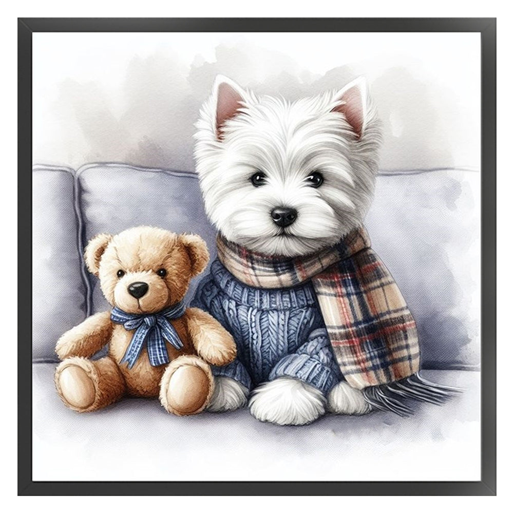 Puppy And Bear - 11CT Stamped Cross Stitch 40*40CM