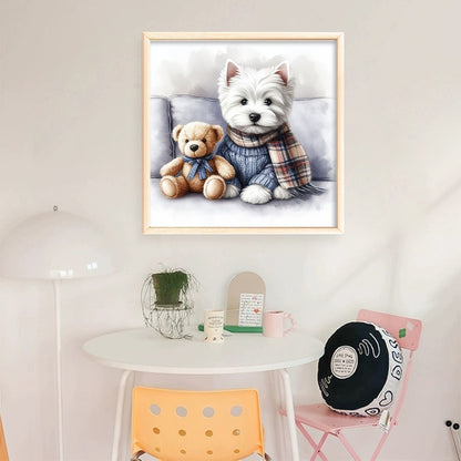 Puppy And Bear - 11CT Stamped Cross Stitch 40*40CM