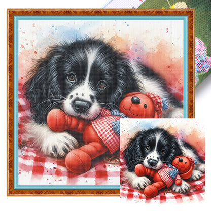Puppy And Bear - 11CT Stamped Cross Stitch 40*40CM