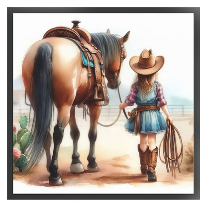 Girl And Horse - 11CT Stamped Cross Stitch 40*40CM
