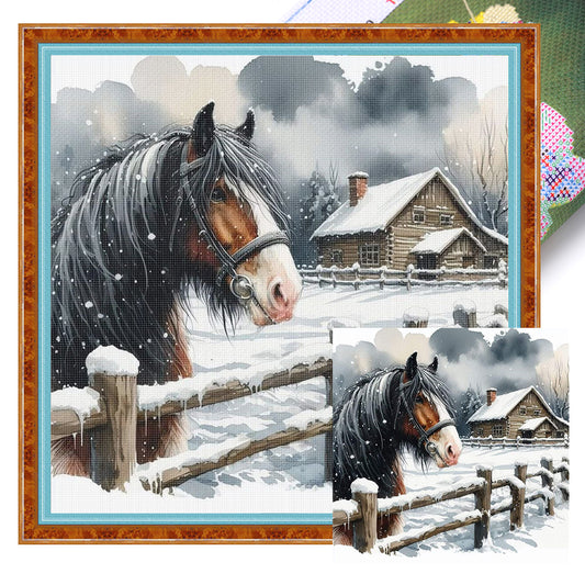 Winter Horse - 11CT Stamped Cross Stitch 40*40CM