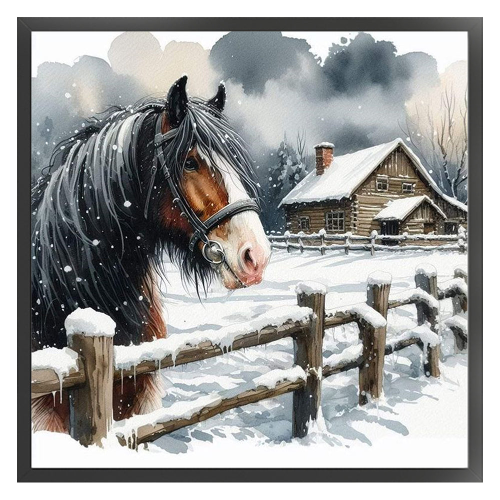 Winter Horse - 11CT Stamped Cross Stitch 40*40CM