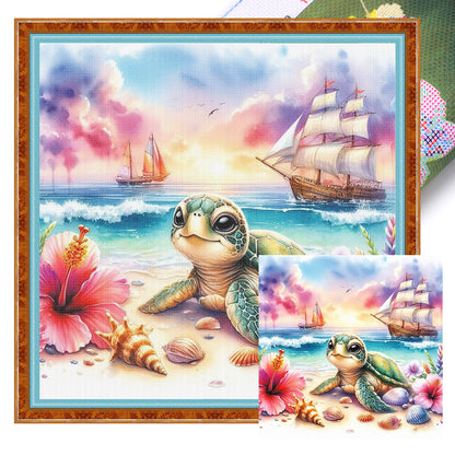 Seaside Turtle - 11CT Stamped Cross Stitch 40*40CM