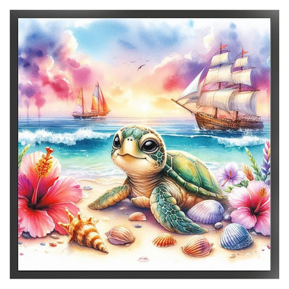 Seaside Turtle - 11CT Stamped Cross Stitch 40*40CM