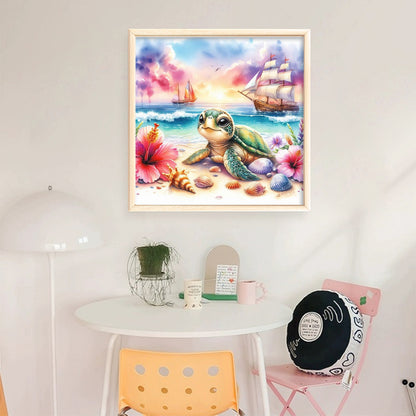 Seaside Turtle - 11CT Stamped Cross Stitch 40*40CM