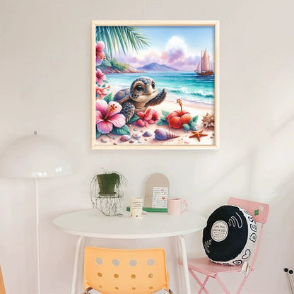 Beach Turtle - 11CT Stamped Cross Stitch 40*40CM