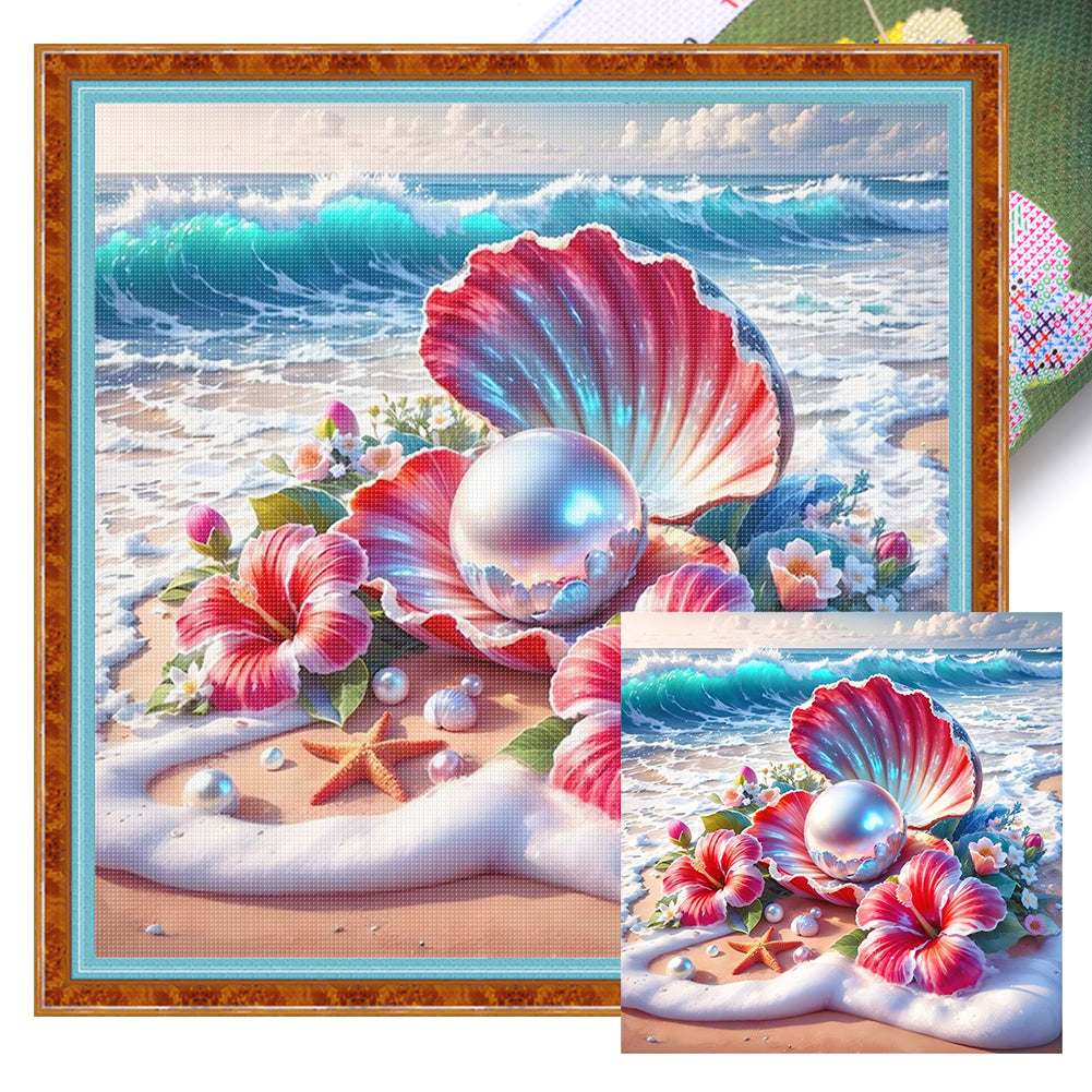 Beach Shell - 11CT Stamped Cross Stitch 40*40CM
