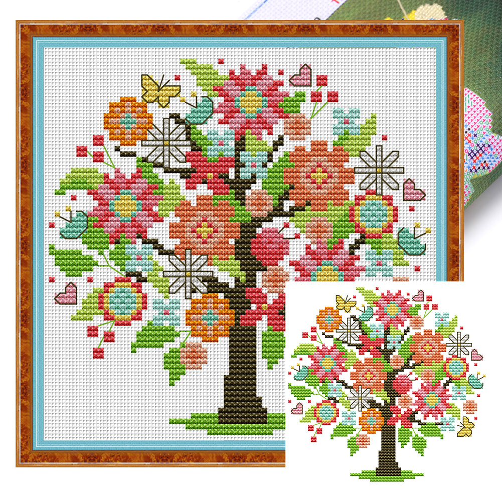 Four Seasons Tree - Summer - 14CT Stamped Cross Stitch 18*18CM(Joy Sunday)