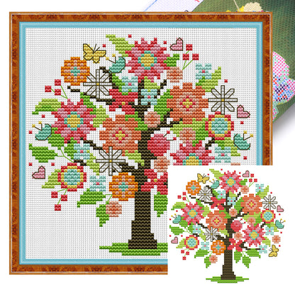 Four Seasons Tree - Summer - 14CT Stamped Cross Stitch 18*18CM(Joy Sunday)