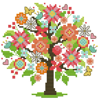 Four Seasons Tree - Summer - 14CT Stamped Cross Stitch 18*18CM(Joy Sunday)