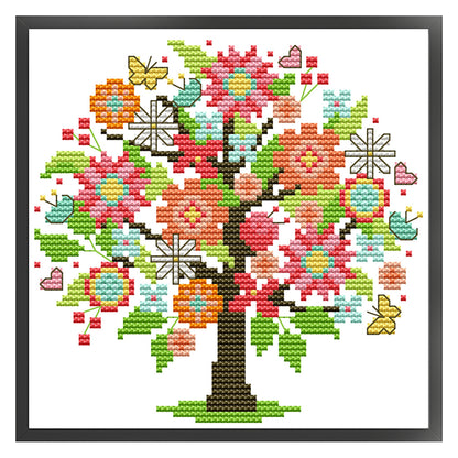 Four Seasons Tree - Summer - 14CT Stamped Cross Stitch 18*18CM(Joy Sunday)