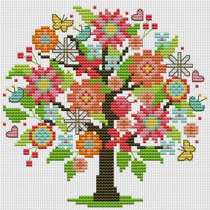 Four Seasons Tree - Summer - 14CT Stamped Cross Stitch 18*18CM(Joy Sunday)