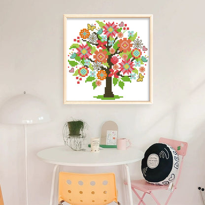 Four Seasons Tree - Summer - 14CT Stamped Cross Stitch 18*18CM(Joy Sunday)