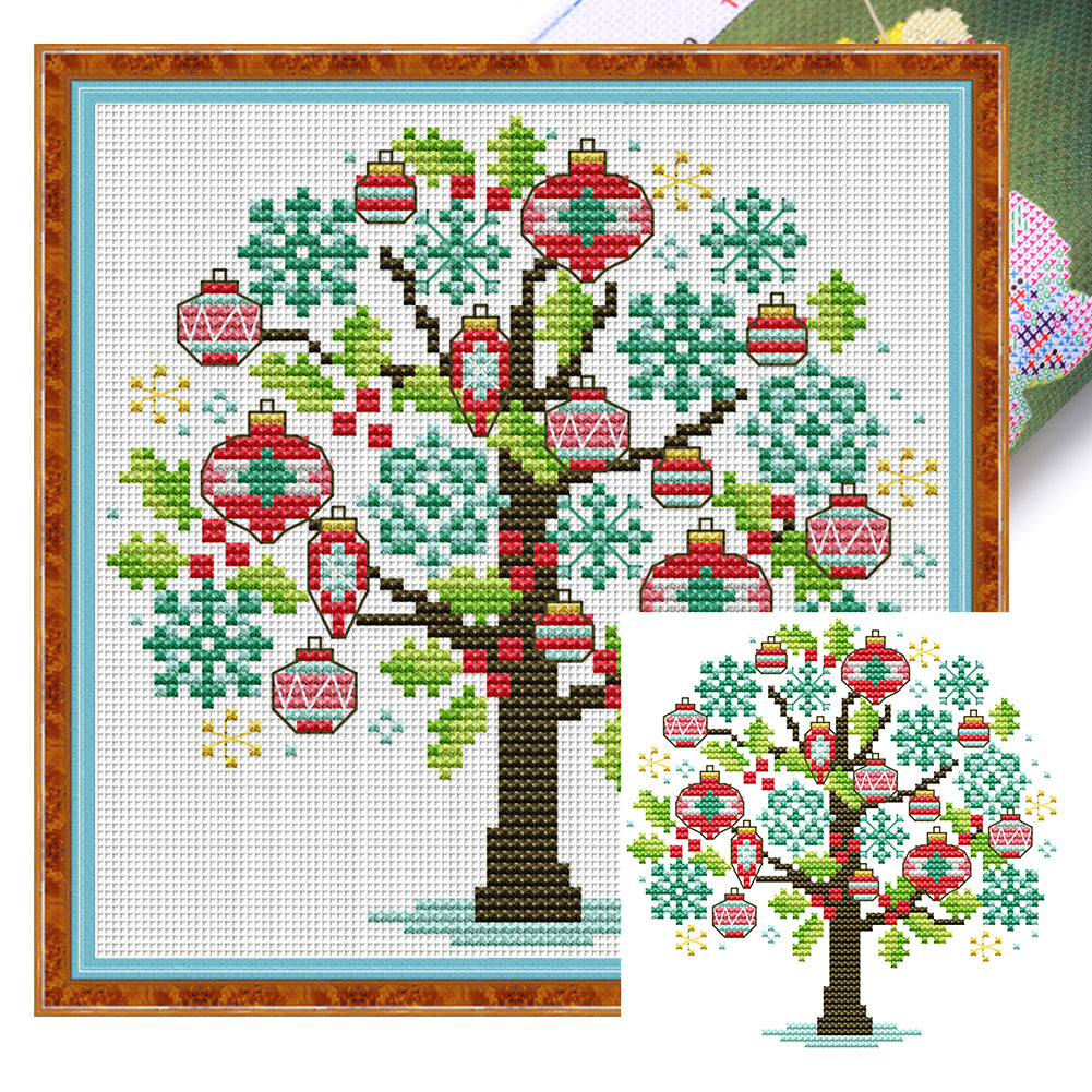 Four Seasons Tree - Winter - 14CT Stamped Cross Stitch 18*18CM(Joy Sunday)