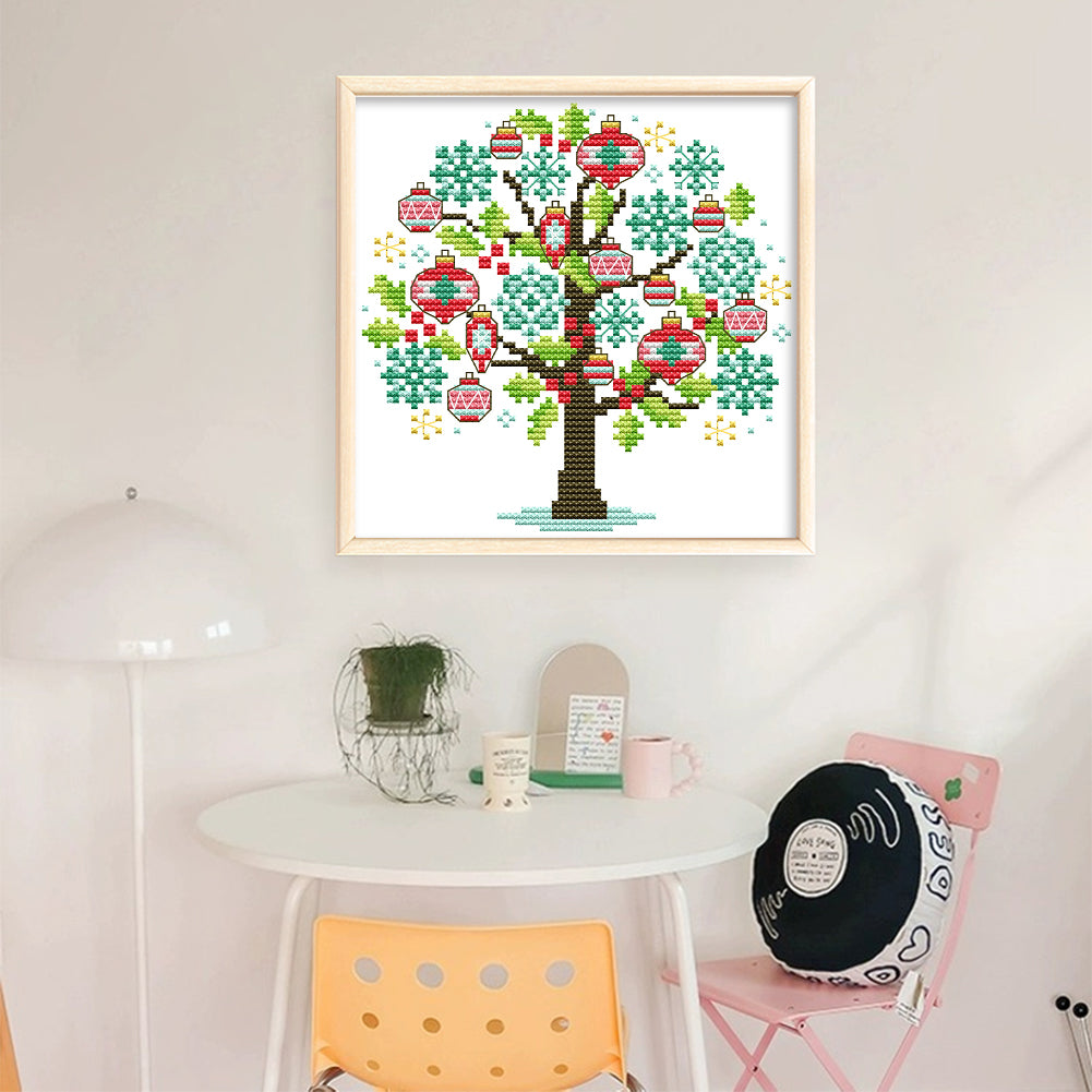 Four Seasons Tree - Winter - 14CT Stamped Cross Stitch 18*18CM(Joy Sunday)