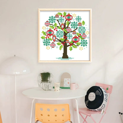 Four Seasons Tree - Winter - 14CT Stamped Cross Stitch 18*18CM(Joy Sunday)