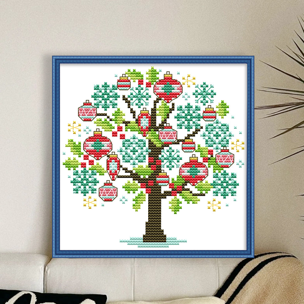 Four Seasons Tree - Winter - 14CT Stamped Cross Stitch 18*18CM(Joy Sunday)