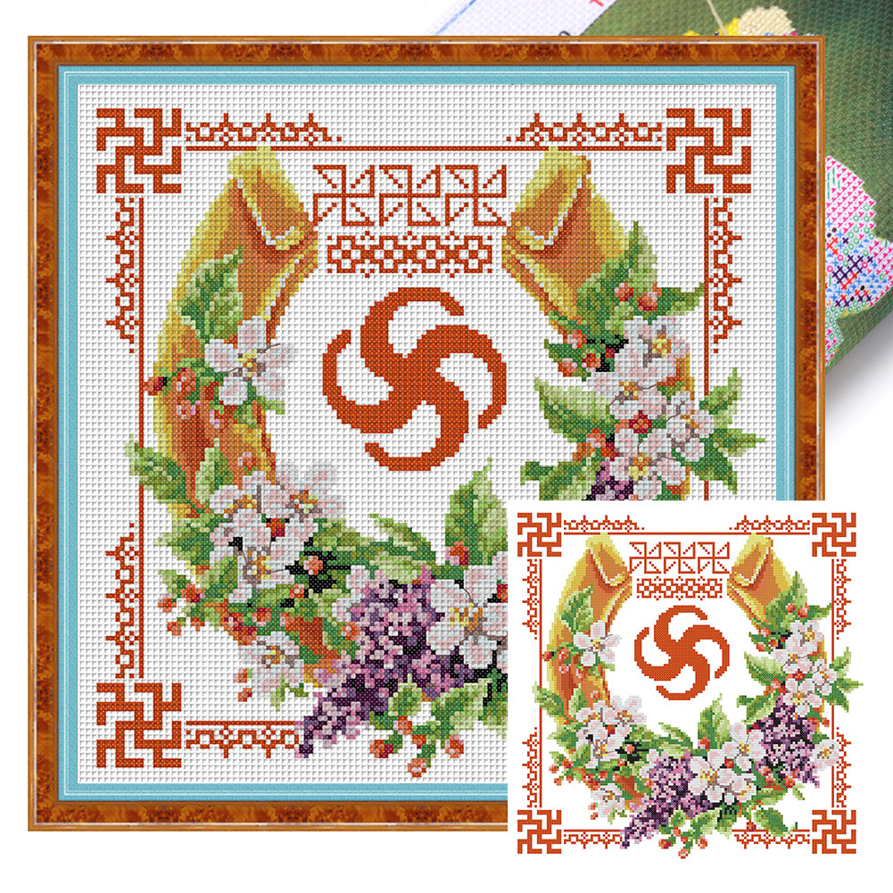 Double Happiness Series - Wealth And Prosperity - 14CT Stamped Cross Stitch 34*34CM(Joy Sunday)