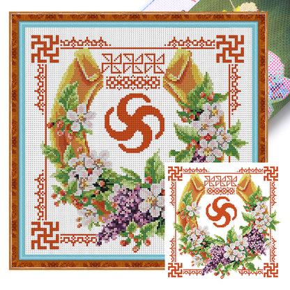 Double Happiness Series - Wealth And Prosperity - 14CT Stamped Cross Stitch 34*34CM(Joy Sunday)