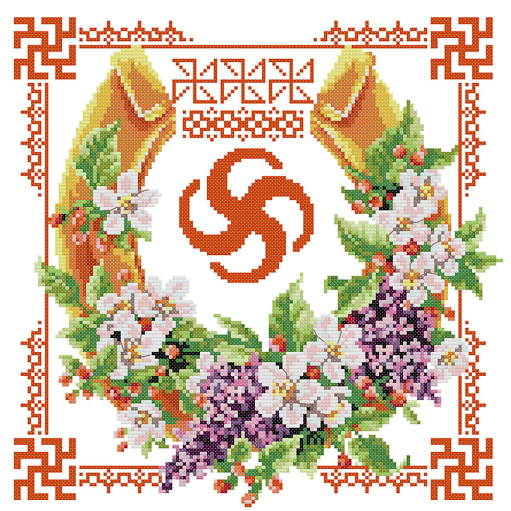 Double Happiness Series - Wealth And Prosperity - 14CT Stamped Cross Stitch 34*34CM(Joy Sunday)