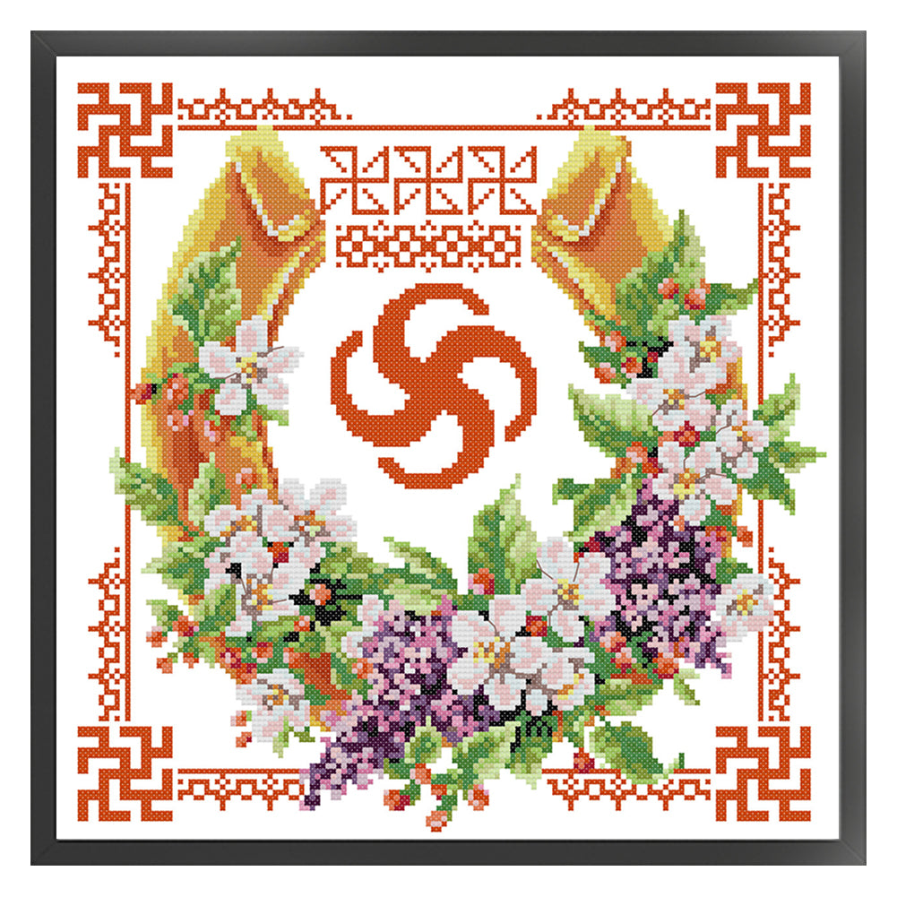Double Happiness Series - Wealth And Prosperity - 14CT Stamped Cross Stitch 34*34CM(Joy Sunday)