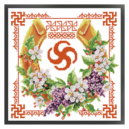 Double Happiness Series - Wealth And Prosperity - 14CT Stamped Cross Stitch 34*34CM(Joy Sunday)