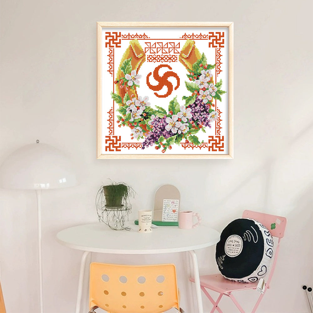 Double Happiness Series - Wealth And Prosperity - 14CT Stamped Cross Stitch 34*34CM(Joy Sunday)
