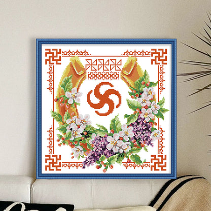 Double Happiness Series - Wealth And Prosperity - 14CT Stamped Cross Stitch 34*34CM(Joy Sunday)