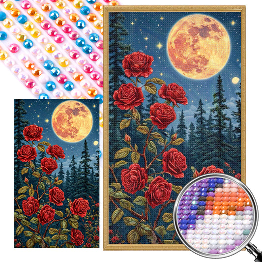 Bright Moon Rose - Full Round Drill Diamond Painting 40*70CM