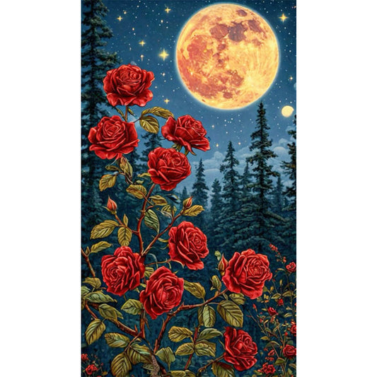 Bright Moon Rose - Full Round Drill Diamond Painting 40*70CM
