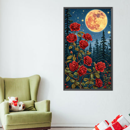 Bright Moon Rose - Full Round Drill Diamond Painting 40*70CM