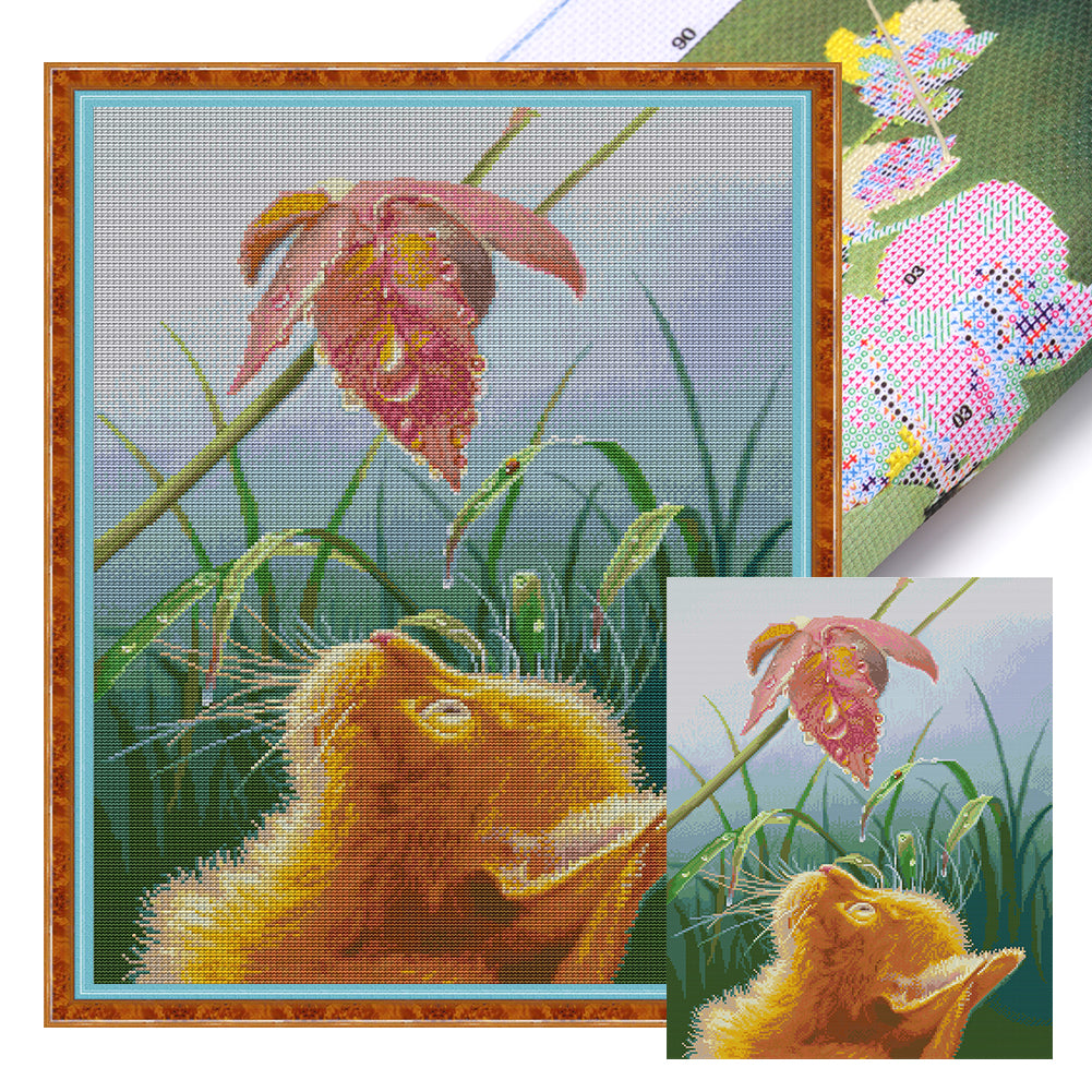 Gazing Cat - 14CT Stamped Cross Stitch 44*56CM(Joy Sunday)