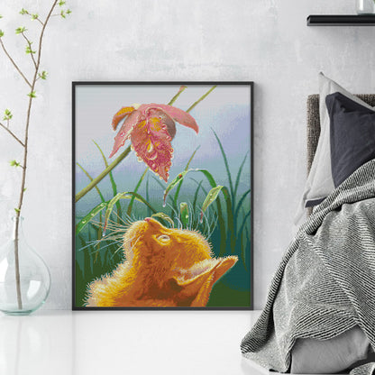 Gazing Cat - 14CT Stamped Cross Stitch 44*56CM(Joy Sunday)