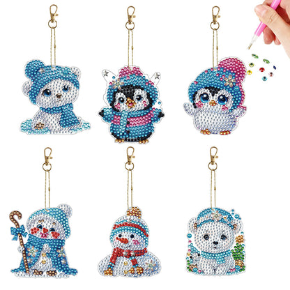 6Pcs Double Sided Diamond Painting Keychains Kit Diamond Art Set Handmade Crafts