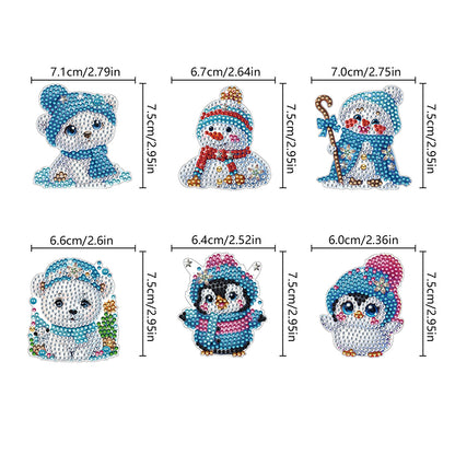 6Pcs Double Sided Diamond Painting Keychains Kit Diamond Art Set Handmade Crafts