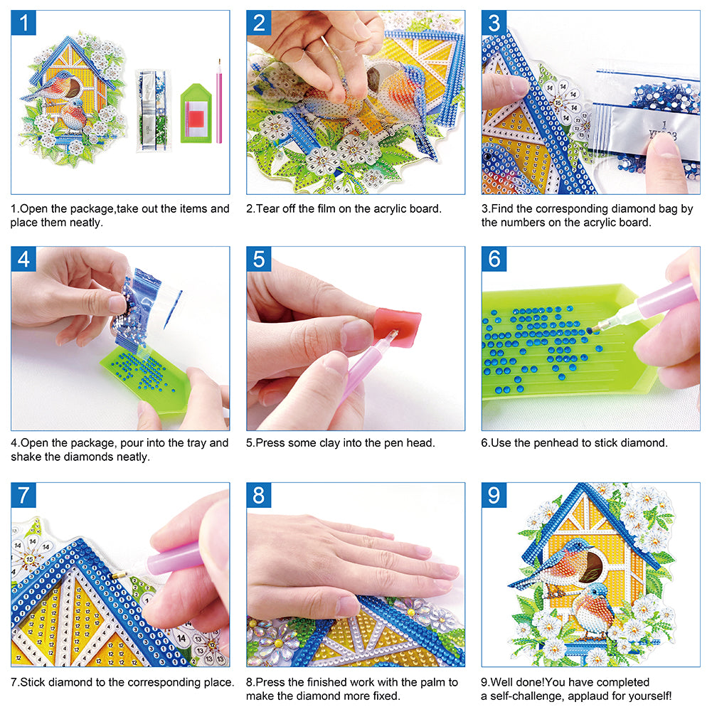 6Pcs Double Sided Diamond Painting Keychains Kit Diamond Art Set Handmade Crafts