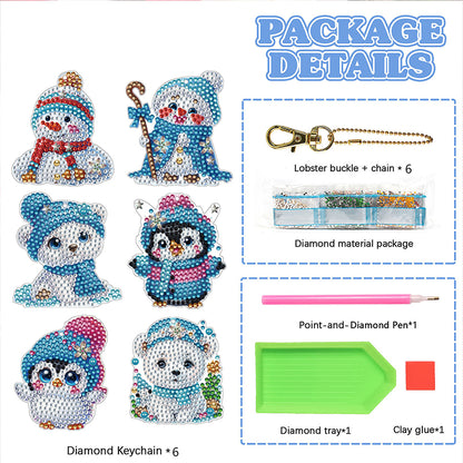 6Pcs Double Sided Diamond Painting Keychains Kit Diamond Art Set Handmade Crafts