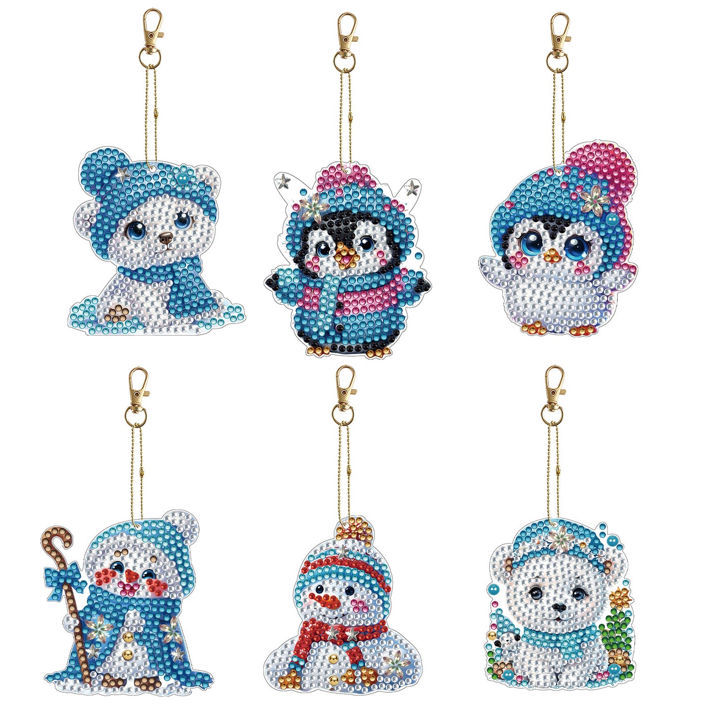 6Pcs Double Sided Diamond Painting Keychains Kit Diamond Art Set Handmade Crafts