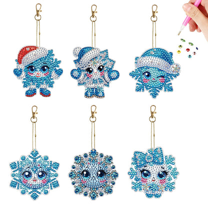 6Pcs Double Sided Diamond Painting Keychains Kit Diamond Art Set Handmade Crafts