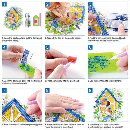 6Pcs Double Sided Diamond Painting Keychains Kit Diamond Art Set Handmade Crafts