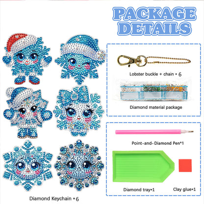 6Pcs Double Sided Diamond Painting Keychains Kit Diamond Art Set Handmade Crafts