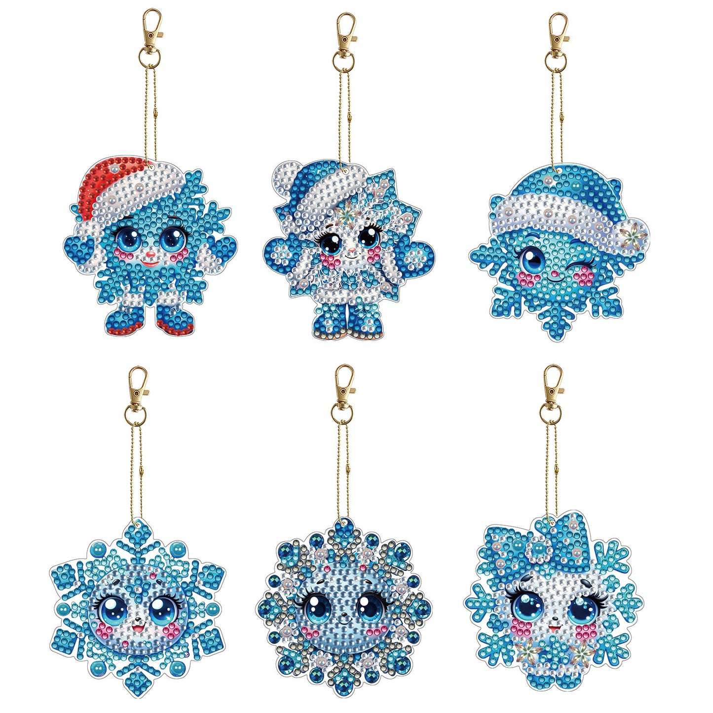 6Pcs Double Sided Diamond Painting Keychains Kit Diamond Art Set Handmade Crafts