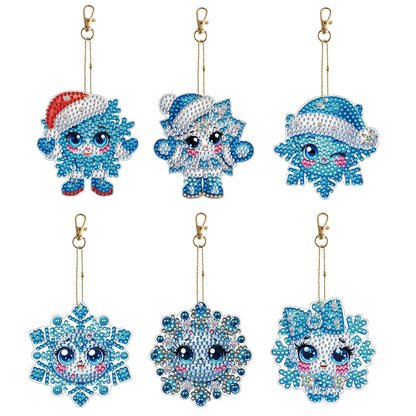 6Pcs Double Sided Diamond Painting Keychains Kit Diamond Art Set Handmade Crafts